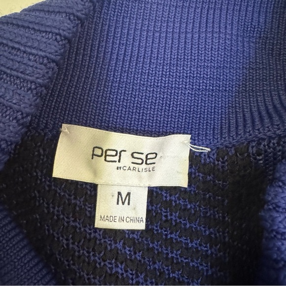 PER SE By CARLISLE Women’s Zip-Up CARDIGAN SWEATER Blue Black Size M - Picture 5 of 7